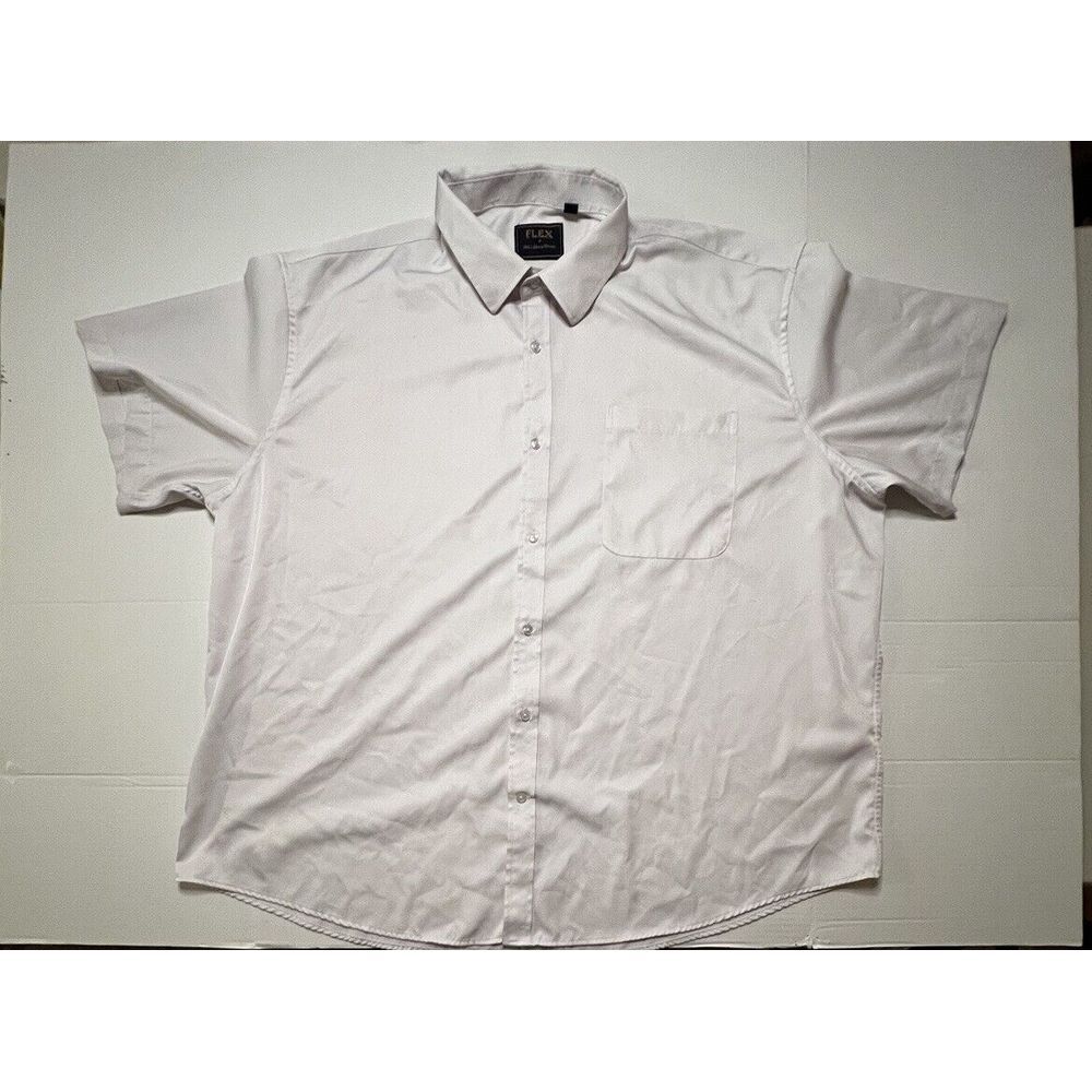 Flex Men's Luxury Collection Button Up‎ Shirt Short Sleeve 4XL White